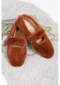 Resim Kahve Ultra Yumuşak Peluş Kadın Ev Babeti Hafif Taban Panduf Kahverengi 