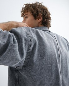 Resim Koton Oversize Kot Ceket Kısa Kollu Cep Detaylı Çıtçıt Düğmeli Gri 4sam50025nd Gri 