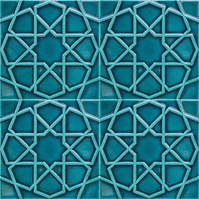 Resim Armada Çini 20x20 Cm Rölyefli Turkuaz Selçuklu Yıldızı Deseni Çini Karo 