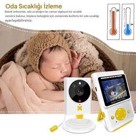 Resim Aesco Akıllı Bebek Kamerası Monitörlü Karşılıklı Konuşma Özellikli Sıcaklık Izleme 2.4 Inç Bebek Kamerası - Lisinya 