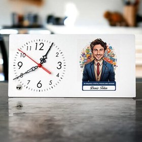 Resim Karikatürlü En İyi Erkek Dijital Pazarlama Uzmanı Masa Saati 