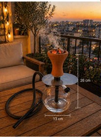 Resim 26 Cm Cam Nargile Seti 13 Cm Taban Çapı Modern Çizgili Tasarım, Balkon & Ev Kullanımı 