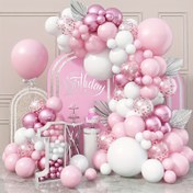 Resim 91 adet Pembe ve Beyaz Balon Kemerli Konfeti Lateks Balonlar, Doğum Günü Partisi, Duş, Kız Düğümü, Parti Süslemeleri, Düğün, Yıl Dönümü, Gelin Duşu, Yaz Partisi, İç ve Dış Dekorasyon 