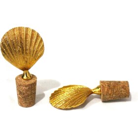 Resim Jenisa Altın Istiridye 2 Adet Mantar Tıpa - Şarap Yağdanlık Şişe 