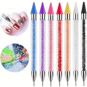 Resim Çift Uçlu Tırnak Sanatı Kalemi - Akrilik & Metal Yapılı, Rhinestone'lar, Kristaller, Boncuklar ve Simler için Hassas Seçici ve Uygulayıcı - Profesyonel ve Başlangıç Seviyesi Manikür Aracı, Taş Uygulama için Dayanıklı Tırnak Toplayıcı Kalem, Metalik Bitiş 