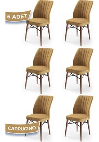Resim Canisa Concept Flex Serisi Gürgen Ayaklı 1.sınıf Sandalye , 6 Adet , Cappucino Sandalye , Ayaklar Ceviz Sandalye Cappucino Ayaklar Ceviz 