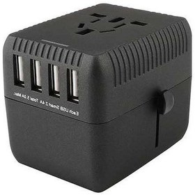 Resim Willowhaven Siyah Seyahat Evrensel Adaptör - 4 Usb Çevirici, Pratik Ve Akıllı Takım 