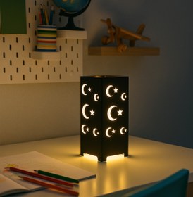 Resim Genel Markalar Hilal ve Yıldız Desenli Kablolu Metal Gece Lambası – Dekoratif Çocuk Odası Masa Lambası 