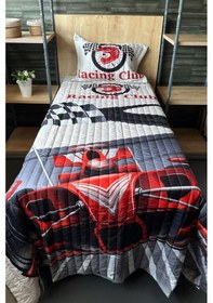 Resim Racing Club Tek Kişilik Kapitoneli Yatak Örtüsü 180x240 Cm Çok Renkli 