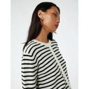 Resim Koton Düğmeli Bisiklet Yaka Çizgili Kadın Triko Hırka 6WAL90019IT (6WAL90019IT) 