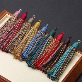 Resim 11Cm El Yapımı Bükülmüş Pamuk İplik Tibet Tarzı Püskül DIY Yer İmi El Sanatları Takı Yapımı Aksesuarları 
