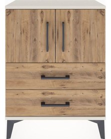 Resim Arges Komodin 2 Raflı 2 Çekmeceli 2 Kapaklı 60x30x80 Aytaşı-çam Aytası 