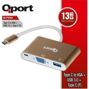 Resim QPORT Q-TV03 TYPE-C TO VGA/USB/TYPE-C 1920x1 80P ÇEVİRİCİ 