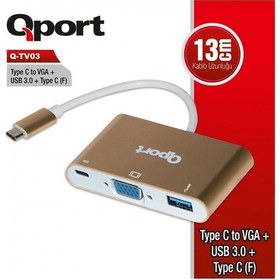 Resim QPORT Q-TV03 TYPE-C TO VGA/USB/TYPE-C 1920x1 80P ÇEVİRİCİ 