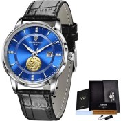 Resim Hanyang Siyah Gümüş Mavi Lıge Tasarım Moda Erkek Saatler Takvim Paslanmaz Çelik Üst Marka Lüks 30 M Su Geçirmez Saatler Kuvars Saat Relogio Masculino (Yurt Dışından) 