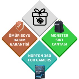 Resim Monster Tulpar T7 V26.2.9 Intel Core I7 13620H 64 GB Ram 1 Tb SSD 8 GB Rtx 5060 Windows 11 17,3" Fhd 144 Hz Taşınabilir Bilgisayar 