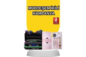 Resim Kadınlara Özel Bileklik Hediyeli Akıllı Saat ve Dijital Göstergeli Anc Özellikli Bluetooth Kulaklık 