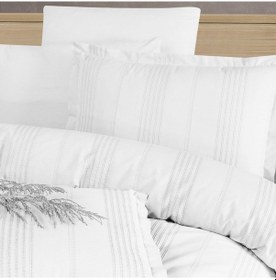 Resim Clasy Butik Tek Kişilik Armürlü Nevresim Takımı Arakis Beyaz Beyaz 