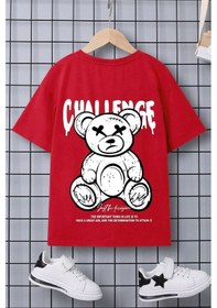 Resim Uyguntarz Çocuk Challange Baskılı Pamuklu Tshirt Kırmızı 