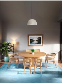 Resim Panama İskandinav Natural Ahşap Masa Sandalye Takımı 80x160 Natural 