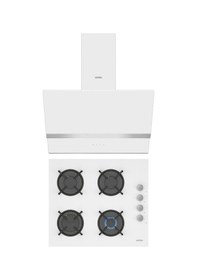 Resim Simfer Steam Beyaz 2'li Cam Ankastre Set (3654 Ocak + 8739 Davlumbaz) 