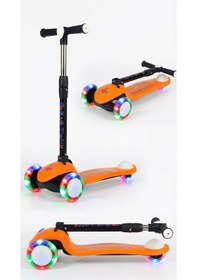 Resim Pro Katlanabilir Ve Yükseltilebilir Işıklı / Ledli Fren Sistemli Çocuk Scooter turuncu 
