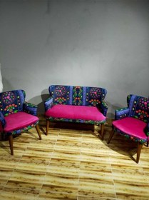 Resim Azra Mobilya Bahce - Çay Seti Koltuk Takımı- Salon- Balkon Koltugu- Kafe Ofis- Koltukoturma Grubu 2 1 1 Fuşya 
