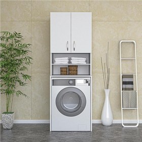 Resim Mobilya % 100 mdf Banyo ve Alt Üst Çamaşır Makinesi Dolabı Kapaklı Dolap 