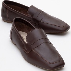 Resim Morne Kahverengi Cilt Hakiki Deri Kadın Loafer Ayakkabı Kahverengi Deri 