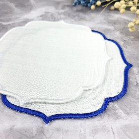 Resim Weare2 Mavi ve Beyaz Renkli Nakışlı 2'li Kokteyl Peçetesi 