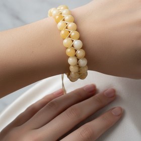 Resim Aragonit 8mm Çift Sıra Makrome Doğal Taş Bileklik 