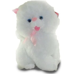 Resim Sevimli Kokoş Peluş Kedi Eğitici Uyku Arkadaşı Oyuncak Beyaz 