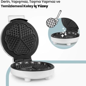 Resim Goldmaster Creme 1000W Taşmayı Önleyen Derin Plakalı Aşırı Isınmaya Dayanıklı Waffle Makinesi Beyaz 