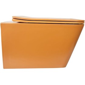 Resim Mat Turuncu Kanalsız Asma Klozet+Soft Kapak Wh-815+Cs-24 