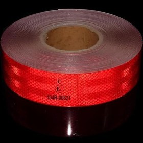 Resim Badem10 Tüvtürk Onaylı Bant Kırmızı 1 Metre 5 cm Belgeli Reflektörlü Reflektif Fosforlu Şerit Bant İkaz Bandı 