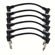 Resim 6 adet Siyah Gitar Efekt Kablosu Tek Parça Kablo 6.35mm Kavisli Konnektör Elektrik Gitar Bas Koruyucu Gürültü Azaltma Kablosu 18cm 