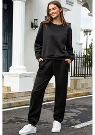Resim Unisex Pamuklu Eşofman Takımı Siyah 