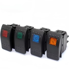 Resim 1pc LED Rocker Toggle Switch SPST Bar Car Boat Marine Rocker Switch Button 12V LED Light Lamp 4pin Switch Red/Yellow/Blue/Green with Cable for RV Car Marine Boat 