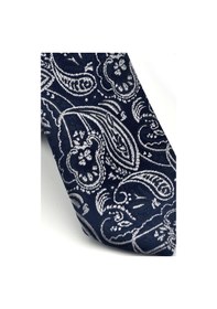 Resim Gaffy Gri Şal Desenli Lacivert Dokuma Kumaş Mendilli Slim Fit Kravat // Sdk-2607-2 Lacivert 