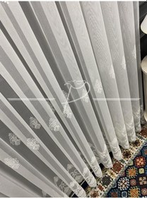 Resim Tül Perde Taç Marka Fesli Desen Etek Bohreli Serpme Desenli Tül-2 Çok Renkli 