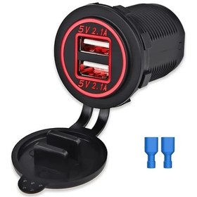 Resim Sunshine011 Kırmızı Çift Portlu Usb Araba Şarj Cihazı 5v 4.2a Hızlı Şarj Led Göstergeli Siyah 