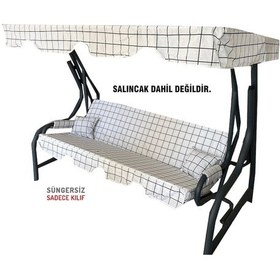 Resim 3 Kişilik Salıncak Minder Seti Süngersiz Kılıfı Beyaz Pano Bahçe (547462270) 