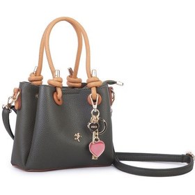 Resim Nas Bag Kadın Charmlı Mini El Ve Çapraz Çanta En :19 Cm , Boy:15 Cm Haki Taba Lopez 