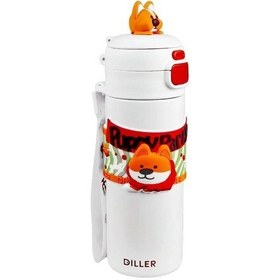 Resim Diller Vagonlife Dıller Çelik Pipetli/pipetsiz Kullanım Silikon Tutmaçlı El Askılı Matara/termos D9231 480ml Beyaz 