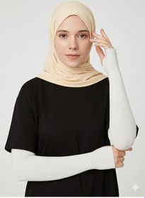 Resim A02teks Pratik Tesettür Kolluk Penye Namaz Kolluğu Düz Beyaz 