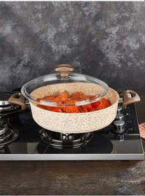 Resim Falez Creamy Granit 22 Cm Kısa Granit Tencere Karnıyarık Krem 
