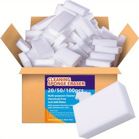 Resim 20/50/100 adet Sihirli Süngerler, Çok Amaçlı Ev Temizleme Pedleri, Mutfak Bulaşık Süngerleri, Mobilya, Banyo, Küvet, Lavabo, Zemin, Duvar Temizleyici, Endüstriyel ve Ticari Temizlik Araçları, Dayanıklı Malzeme 