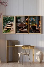 Resim Kututr Coffee Moments - 3’Lü Çerçeve Görünümlü Tablo Seti 3 Ebat Seçeneği Crvs1001,Crvs1001 21 X 30 