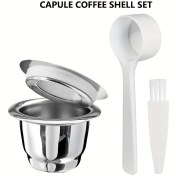 Resim Tekrar Kullanılabilir Paslanmaz Çelik Kahve Kaplığı, Espresso Filtreleri, Bardak/Su Bardağı/Çubuk Seti, Kahve Makinesi Aksesuarları 