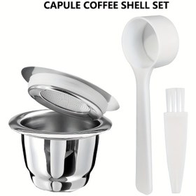 Resim Tekrar Kullanılabilir Paslanmaz Çelik Kahve Kaplığı, Espresso Filtreleri, Bardak/Su Bardağı/Çubuk Seti, Kahve Makinesi Aksesuarları 